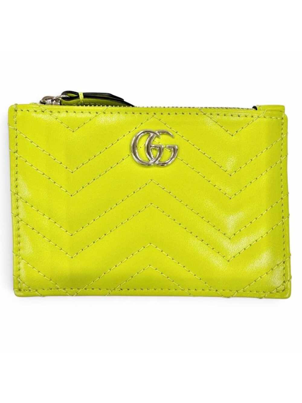 Gucci GG Marmont Double Leather Key Case Key Ring Coin Light Green Key Holder